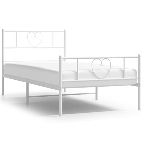 ATOMSTACK MAKER Cama Con Armazón de Acero Pulverizado, Blanco, 80x200 cm, Con Espacio de Almacenamiento Inferior, Cabecero Ergonómico y Somier Incluido – Ideal para Dormitorios Pequeños