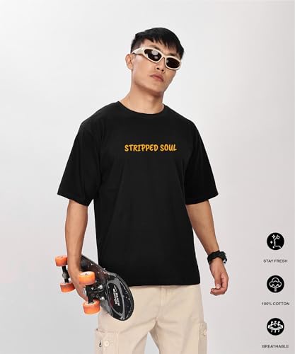 Image of SHODOX Bio-Washed Anti Bacterial 100% Pure Cotton Men's Oversized Aesthetic Premium Printed T-Shirt | Cozy Soft, Less Wrinkles Loose Fit, Drop Shoulder, Korean Baggy Style Tees for Mens