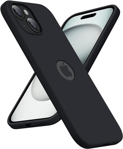Elzzi Microfiber Logo Cut Cover Compatible for iPhone 15 Case Liquid Silicone Cases Non-Slip Full Body 4 Layer Protective Covers Shockproof Back Cover with High Raised Camera Lips (6.1 inch, Black) 8 31oyvQdNz+L