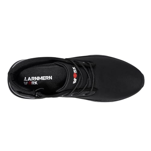 LARNMERN Mens Non Slip Shoes Food Service Work Waterproof Side Zipper Chukka Boots Air Cushion Mid Top Casual Botas Hombre Trabajo Black4