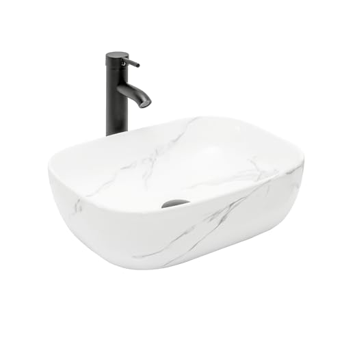 KGAR Bathroom Vessel Sink 18'' x 13'' Ceramic Porcelain Bathroom Sink Above Counter Basin Washing...