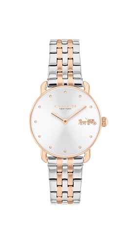 Coach Elliot Women's Watch - 2H Quartz Watch with Link Bracelet - Water Resistant 3 ATM/30 Meters - Premium Fashion - Classic Minimalist Design for Everyday Wear - 28mm (Small)