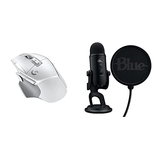 Logitech G502 X Lightspeed Kabellose Gaming-Maus + Logitech Blue Yeti Game-Streaming-Kit mit Yeti-USB-Gaming-Mikrofon - Weiß