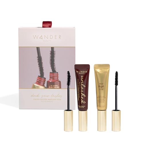 Image of Wander Beauty Deck Your Lashes Mile High Club Length & Define + Unlashed Volume & Curl Mascara Limited Edition Gift Set, Instant Volume, Lash-Nourishing, Smudge-Proof, Water-Resistant, Cruelty Free