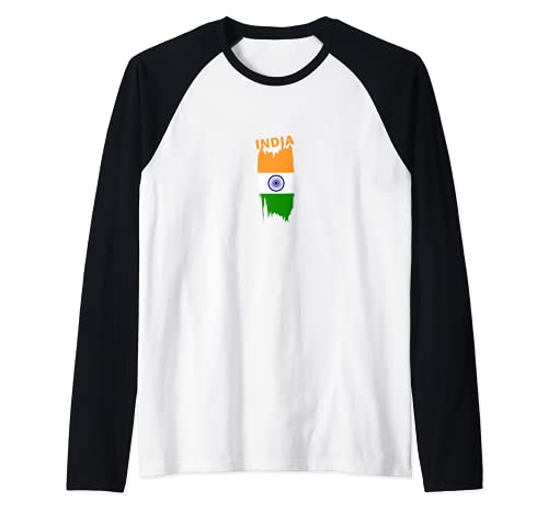 Flag India Raglan Baseball Tee, Black