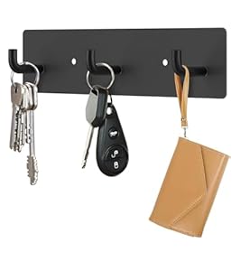 RELBRO Schlüsselhalter Wand Schwarz mit 3 Haken