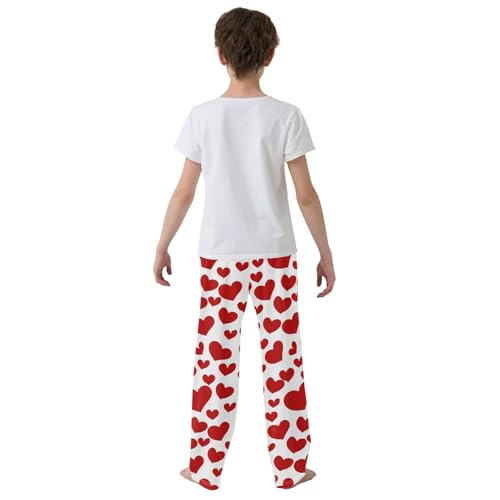 Love Heart Boys Long Pants Soft Trousers Elastic Waist Kids Lounge Bottoms with Pockets S-XL3