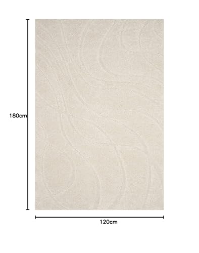 Image of Export Quality Microfiber Hand Woven Shaggy Carpet Collection with 2 inch Pile Height Carpet for Living Room & Hall Size 4x6 feet coular IvoryA