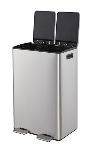 Caneca de basura rectangular con tapa y doble compartimento 15.5 gal miniatura 4