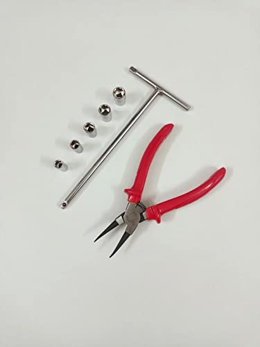 Image of 1 /4 inch T - Handle with 8, 9, 10, 11, 12 mm Sockets and Heavy Duty Internal Straight Circlip Plier Combination Set Anti-Slip & Anti-Corrosion properties (Combo 9)