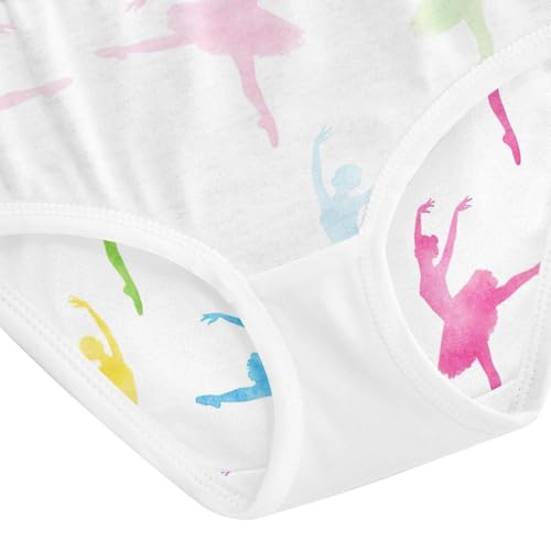 Watercolor Ballerinas Dance White Toddler Girl Undies, Girls' Cotton Brief Underwear, 2T–8 Years4