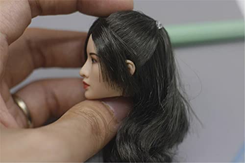 Image of 1 /6 Scale Female Head Sculpt,Asian Girl Planted Hair Head Carved for 12inch Female Action Figure Body Collectible