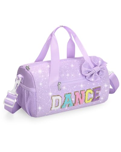 Image of Glitter Dance Ballet Bag Small Cheer Duffle Travel Bag with Bow Decoration