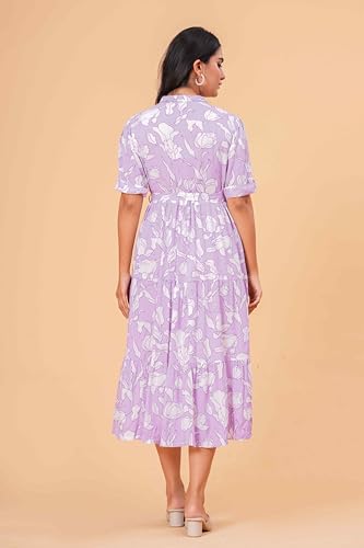 Image of Women's Stylish Floral Printed One-Piece Maxi Dress for Women - Elegant Long Dress