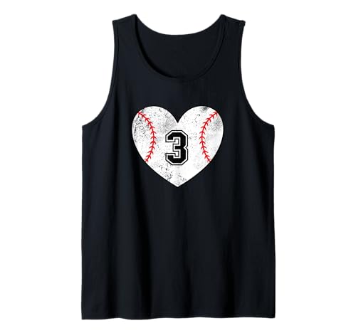 Baseball Heart Player #3 Baseball Mom Dad Varsity Team Camiseta sin Mangas