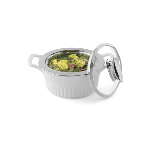 Image of SignoraWare Master Lock BPA Free Plastic Casserole with Glass Lid | Airtight & Leakproof | Microwave Safe | Perfect for Home, Kitchen & Gifting | Ideal for Storing & Serving Hot Meals (1 Ltr |White)