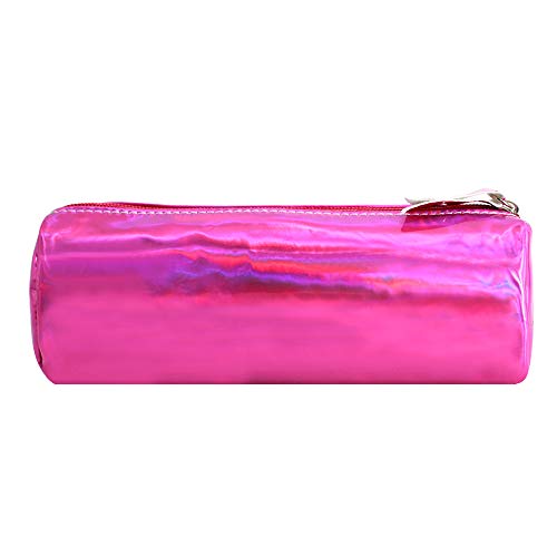 Image of Aisa Pencil Case Holographic Zipper Pen Bags Cosmetics Bags Rose Red