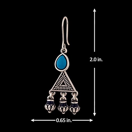 Moksha Triangles Stone Earrings Silver