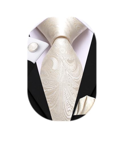Image of Hi-Tie Mens 70inches Tie Set Extra Long Necktie for Men Cufflinks Handkerchief Big Tall Men Business Wedding