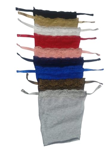 Image of Miracle Cami Finesse Deep Neck Cleavage Cover, Cotton Mock Camisole with Lace, Adjustable Straps, Set of 9 Colours