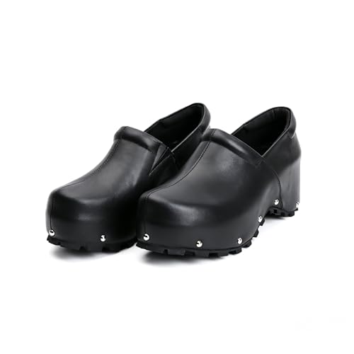 Image of XOBZJH Women's Calf Hair Print Waterproof Non-Slip Platform Professional Clogs & Mules with Arch Support-Nursing Shoes for Standing All Day