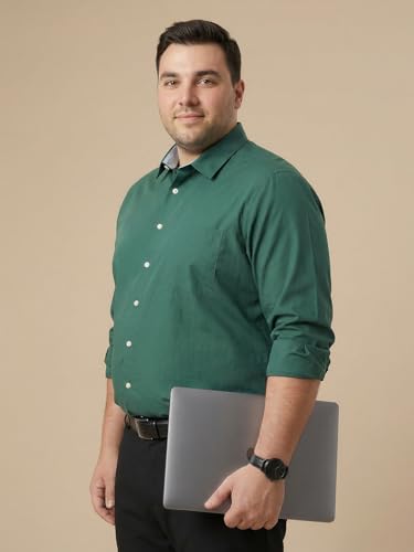 Image of Thomas Scott Men's Regular Fit Formal Shirt | 100% Cotton Long Sleeves | Spread Collar with Contrast Fabric (Available in Plus Size)