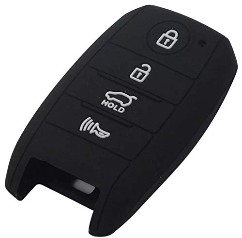 KEYYOU 4 Button Colourful Original Silicon Key Cover for Kia Seltos (Pink) (Black)