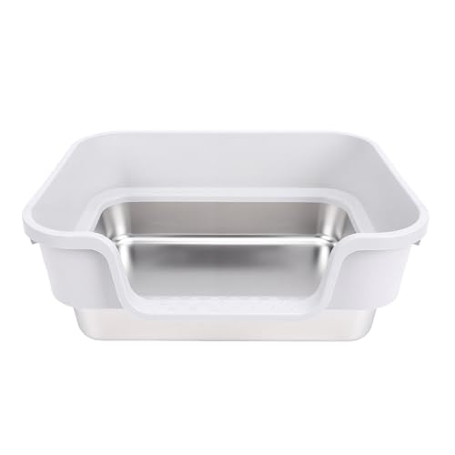 Caja de arena para gatos de acero inoxidable 17.51x13.38x4.33 in miniatura 3
