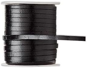 Genuine Flat Leather Lace Black 4x1.5mm 1 Yard Section (Spool is not included)