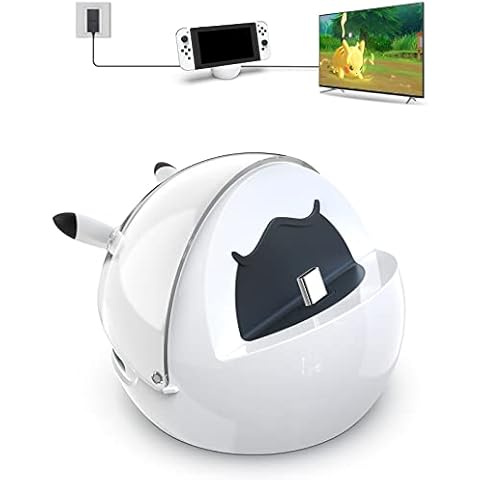 Antank Switch Dock Compatible with Nintendo Switch, Cute Switch Docking Station with 4K/1080P HDMI TV Adapter USB 3.0 Type-C Port Charging Dock for SN Switch/Switch OLED - White Cover