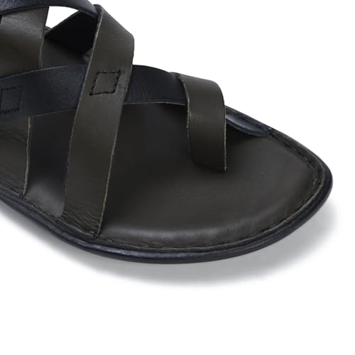 Image of MARDI GRAS Leather Sandals for Men | Casual Sandals with PU Sole & Foam Insole | Adjustable Straps, Breathable Leather Lining