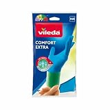Vileda Guanti Confort Extra, Riverstimento Anti-Sudore in Schiuma di Lattice, Taglia Media, 1 Paio