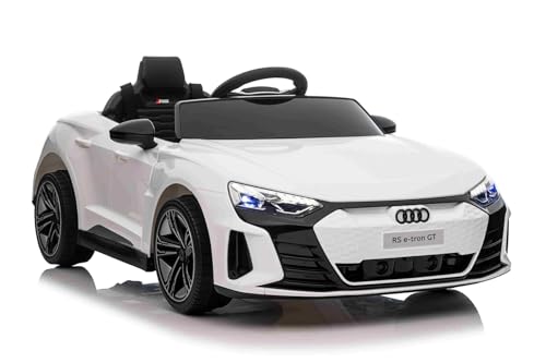 Voiture électrique pour Enfants 12V Audi RS E-tron GT, Blanche, télécommande 2,4 GHz, Bluetooth/USB/Aux, Commandes au Volant, Batterie Lithium, Feux LED,...