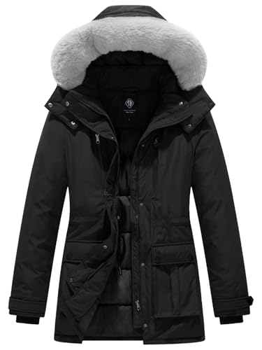 KVE Women's Quilted Winter Coat Warm Puffer Jacket Thicken Parka with Removable Hood