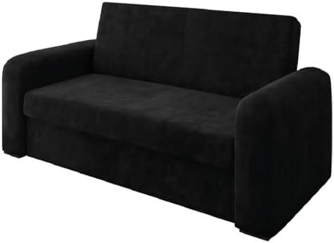 Sofá Cama Versátil 2 Lugares Veludo Preto