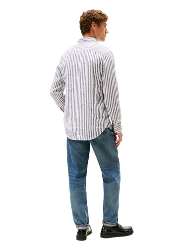Image of Tommy Hilfiger Men's Long Sleeve Casual Linen Button Down Shirts in Regular Fit