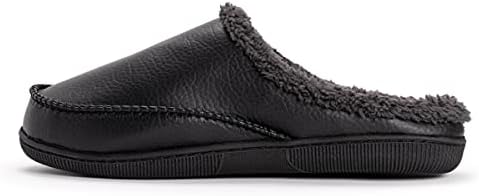 MUK LUKS Men's Faux Leather Clog Slipper, Black, 12-13 | Image 3