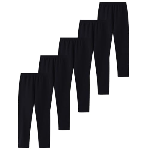 Little Girls Black Leggings Basic Toddler Girl Pants Soft Comfortable Baby Girls Leggings Pack of 5