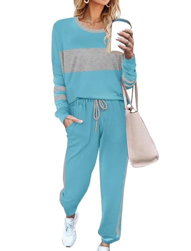 Image of Aloodor Sweatsuit for Women 2 Piece Outfits for Womens Crewneck Sweatshirts Pullover