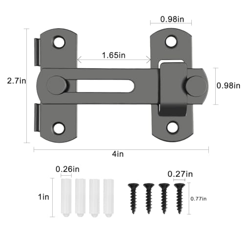 2PCS Barn Door Lock, 180 Degree Flip Sliding Barn Door Latches, Gate Latch for Barn Door, Sliding Door, Pet Door, Garage, Bathroom, Window, Outdoor(Black) - Image 2