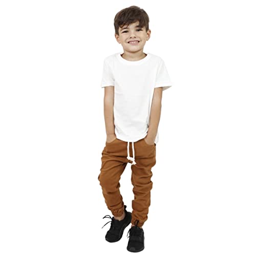 Calça Jogger Infantil Com Cós Elastico Punho Menino (06, Caramelo)