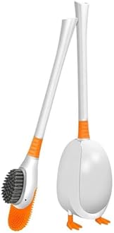 HASTHIP® Diving Duck Bathroom Toilet Brush Set, Silicone Scrubbers Brush Head Toilet Cleaning Scrubber, Wall Bathroom Accessories Compact Size for Storage and Organization
