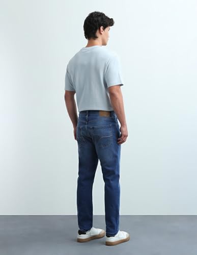 Image of Flying Machine Men's Slim Tapered Fit Jeans| Solid | Mid Rise | Stretchable | Jeans for Man