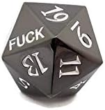 Miniatura 4 de Juego de dados de metal D20 F Critical Fail F de 20 caras, número DND para juegos de rol, Dungeons and Dragons D&D Pathfinder, negro, plateado,