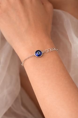 Image of OVANA 925 Sterling Silver Evil Eye Bracelet | Adjustable Fit | 925 Hallmarked | Elegant Design | Gift for Girlfriend, Sister, Bhabhi, Women and Girls