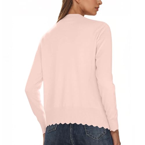 Women's Cardigan Sweater V Neck Lightweight Button Front Knit Tops Pink - image 3