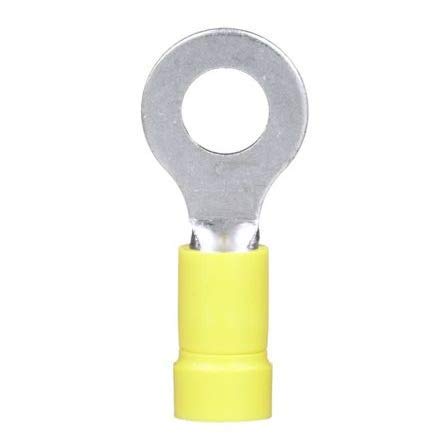 Panduit PV10-14R-L Insulated Loose Piece Ring Terminal, 12-10 AWG Conductor, 1.23 in L, Brazed Seam Barrel, Copper