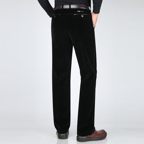 Mens Corduroy Pants Casual Straight Leg Trousers with Pockets Button-Fly High Waist Solid Color Dress Pants4