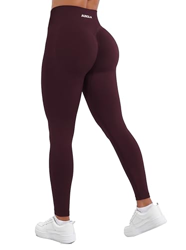 Image of AUROLA Influence Workout Leggings for Women, Seamless Compression Tummy Control Leggings Mid Rise Yoga Pants