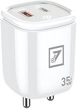 ONE 7 35W Dual Port Fast Charging Adapter | Type-C PD & USB-A Ports with PPS Technology | Built-in Night Lamp | 18W USB Output | Compatible with Phones & Tablets (White, ON CH-87)